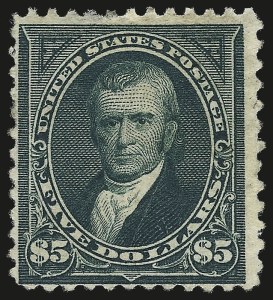 Sale 982, Lot 5606, 1894 Unwatermarked Bureau Issue (Scott 246-263), $5.00 Dark Green (263) Sale 982, Lot 5606, 1894 Unwatermarked Bureau Issue (Scott 246-263)