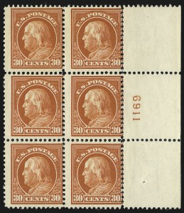 Sale 982, Lot 5806, 1912-14 Washington-Franklin Issue (Scott 405-423), 30c Orange Red (420) Sale 982, Lot 5806, 1912-14 Washington-Franklin Issue (Scott 405-423)