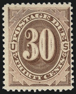 Sale 1003, Lot 5268, United States Postage Due Issues (Singles, Scott J1-J7), 30c Brown (J6) Sale 1003, Lot 5268, United States Postage Due Issues (Singles, Scott J1-J7)