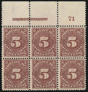 Sale 1003, Lot 5355, United States Postage Due Issues (Blocks and Plate Blocks, Scott J20-J49a)