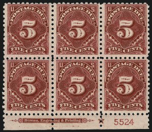 Sale 1003, Lot 5377, United States Postage Due Issues (Blocks and Plate Blocks, Scott J52-J66)
