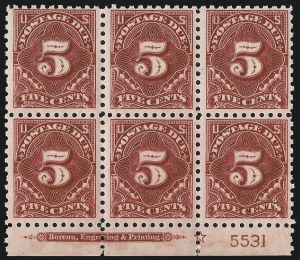 Sale 1003, Lot 5378, United States Postage Due Issues (Blocks and Plate Blocks, Scott J52-J66)