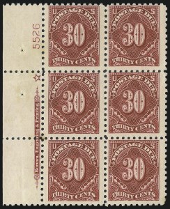 Sale 1003, Lot 5387, United States Postage Due Issues (Blocks and Plate Blocks, Scott J52-J66)