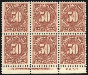 Sale 1003, Lot 5405, United States Postage Due Issues (Blocks and Plate Blocks, Scott J67-J104)