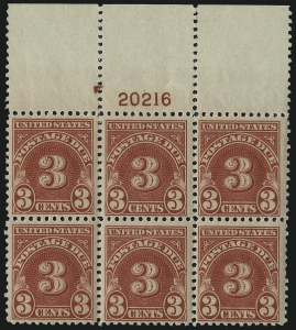 Sale 1003, Lot 5408, United States Postage Due Issues (Blocks and Plate Blocks, Scott J67-J104)