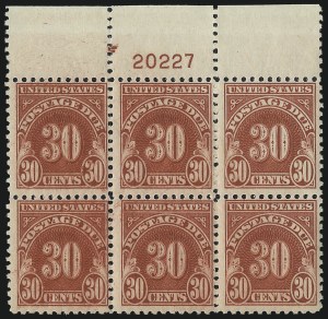 Sale 1003, Lot 5411, United States Postage Due Issues (Blocks and Plate Blocks, Scott J67-J104), 30c Carmine (J75) Sale 1003, Lot 5411, United States Postage Due Issues (Blocks and Plate Blocks, Scott J67-J104)