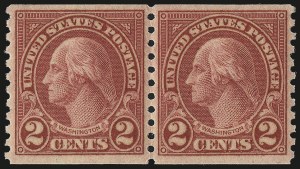 Sale 984, Lot 1010, 1922-29 and Later Issues (Scott 574 onwards), 2c Carmine, Ty. II, Coil (599A) Sale 984, Lot 1010, 1922-29 and Later Issues (Scott 574 onwards)
