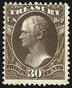 Sale 984, Lot 1165, Officials (O), 30c Treasury, Soft Paper (O112) Sale 984, Lot 1165, Officials (O)