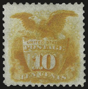 Sale 984, Lot 446, 1875 Re-Issue of 1869 Pictorial Issue (Scott 123-133a), 10c Yellow, Re-Issue (127) Sale 984, Lot 446, 1875 Re-Issue of 1869 Pictorial Issue (Scott 123-133a)
