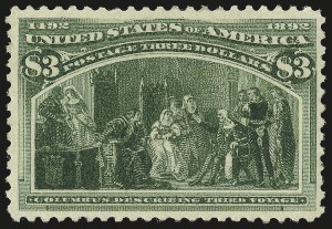 Sale 984, Lot 598, 1893 Columbian Issue ($2.00 thru $5.00, Scott 242-245), $3.00 Columbian (243) Sale 984, Lot 598, 1893 Columbian Issue ($2.00 thru $5.00, Scott 242-245)