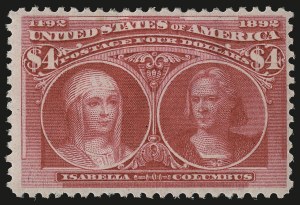 Sale 984, Lot 608, 1893 Columbian Issue ($2.00 thru $5.00, Scott 242-245)