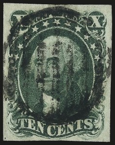 Sale 992, Lot 2052, 10c and 12c 1851-56 Issue (Scott 13-17), 10c Green, Ty. I (13) Sale 992, Lot 2052, 10c and 12c 1851-56 Issue (Scott 13-17)
