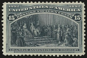 Sale 992, Lot 2297, 1893 Columbian Issue (10c thru $1.00, Scott 237-241)