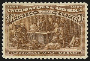 Sale Number 992, Lot Number 2301, 1893 Columbian Issue (10c thru $1.00, Scott 237-241) Sale Number 992, Lot Number 2301, 1893 Columbian Issue (10c thru $1.00, Scott 237-241)