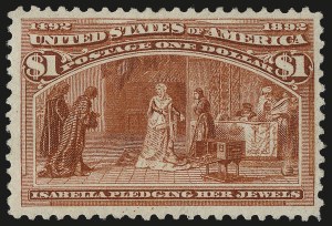 Sale 992, Lot 2309, 1893 Columbian Issue (10c thru $1.00, Scott 237-241)