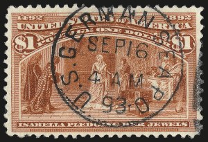 Sale 992, Lot 2314, 1893 Columbian Issue (10c thru $1.00, Scott 237-241)