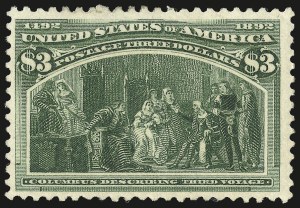 Sale 992, Lot 2329, 1893 Columbian Issue ($2.00 thru $5.00, Scott 242-245), $3.00 Columbian (243) Sale 992, Lot 2329, 1893 Columbian Issue ($2.00 thru $5.00, Scott 242-245)