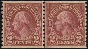Sale 992, Lot 2551, 1922-29 and Later Issues (Scott 574 onwards), 2c Carmine, Ty. II, Coil (599A) Sale 992, Lot 2551, 1922-29 and Later Issues (Scott 574 onwards)