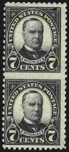 Sale 992, Lot 2557, 1922-29 and Later Issues (Scott 574 onwards), 7c Black, Vertical Pair, Imperforate Between (639a) Sale 992, Lot 2557, 1922-29 and Later Issues (Scott 574 onwards)