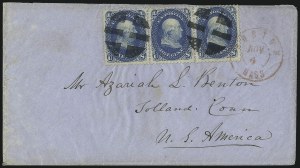 Sale 993, Lot 411, 1861-66 Issue On Cover (Scott 63-65)