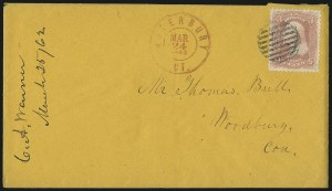 Sale 993, Lot 420, 1861-66 Issue On Cover (Scott 63-65)