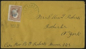 Sale 993, Lot 430, 1861-66 Issue On Cover (Scott 63-65)