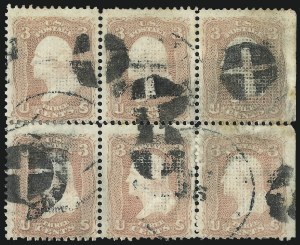Sale 993, Lot 453, 1867-68 Grilled Issue (A thru D Grills)