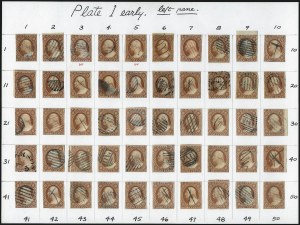 Sale 996, Lot 3003, The Carroll Chase and Devere Card Complete 3-Cent Imperforate Plate Reconstruction