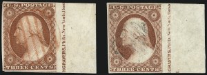 Sale 996, Lot 3013, 1851 3c Orange Brown - Sheet Margins and Imprints