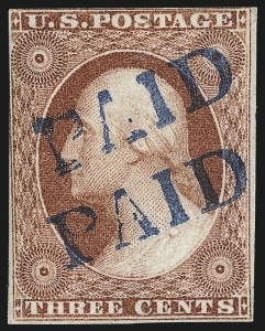 Sale 996, Lot 3093, 1851 3c Dull Red - Used