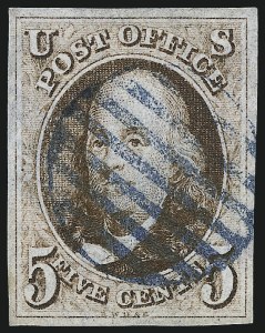 Sale 997, Lot 5069, 5c 1847 Issue (Scott 1 and shades)