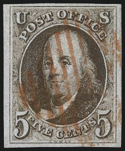 Sale Number 997, Lot Number 5081, 5c 1847 Issue (Scott 1 and shades) Sale Number 997, Lot Number 5081, 5c 1847 Issue (Scott 1 and shades)