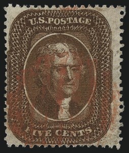 Sale 997, Lot 5262, 3c-5c 1857-60 Issue (Scott 25-30A), 5c Orange Brown, Ty. II (30) Sale 997, Lot 5262, 3c-5c 1857-60 Issue (Scott 25-30A)