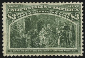 Sale 997, Lot 5715, 1893 Columbian Issue ($2.00 thru $5.00, Scott 242-245), $3.00 Columbian (243) Sale 997, Lot 5715, 1893 Columbian Issue ($2.00 thru $5.00, Scott 242-245)