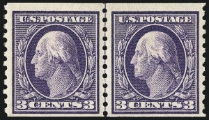 Sale 997, Lot 5998, 1913-15 Washington-Franklin Issues (Scott 424-460), 3c Violet, Coil (445) Sale 997, Lot 5998, 1913-15 Washington-Franklin Issues (Scott 424-460)