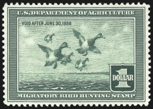 Sale 997, Lot 6629, Hunting Permits (RW), $1.00 1937 Hunting Permit (RW4) Sale 997, Lot 6629, Hunting Permits (RW)