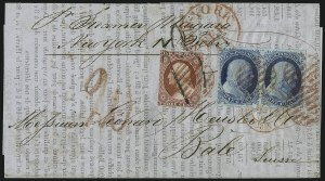 Sale 998, Lot 3, Plate One Early - Top Row of Right Pane