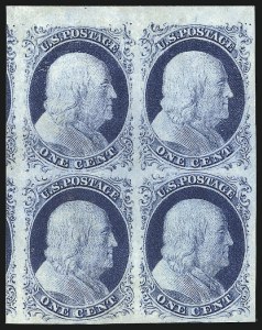 Sale 998, Lot 68, Plate One Late - Position 4R1L Type II and Block with 7R1L