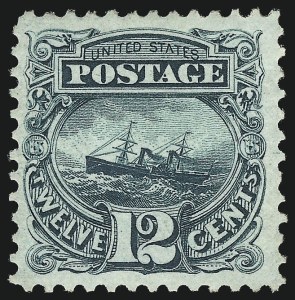 Sale 1007, Lot 2307, 1875 Re-Issue of 1869 Pictorial Issue (Scott 123-133a), 12c Green, Re-Issue (128) Sale 1007, Lot 2307, 1875 Re-Issue of 1869 Pictorial Issue (Scott 123-133a)