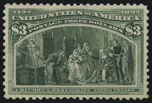 Sale 1007, Lot 2446, 1893 Columbian Issue ($2.00 thru $5.00, Scott 242-245), $3.00 Columbian (243) Sale 1007, Lot 2446, 1893 Columbian Issue ($2.00 thru $5.00, Scott 242-245)