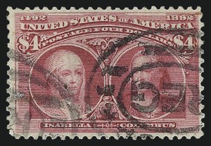 Sale 1007, Lot 2455, 1893 Columbian Issue ($2.00 thru $5.00, Scott 242-245)
