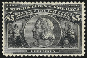 Sale 1007, Lot 2464, 1893 Columbian Issue ($2.00 thru $5.00, Scott 242-245), $5.00 Columbian (245) Sale 1007, Lot 2464, 1893 Columbian Issue ($2.00 thru $5.00, Scott 242-245)