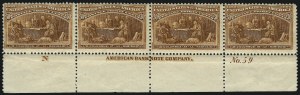 Sale 1007, Lot 2470, 1893 Columbian Issue Multiples (1c thru 15c, Scott 230-238)