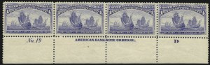 Sale 1007, Lot 2471, 1893 Columbian Issue Multiples (1c thru 15c, Scott 230-238)