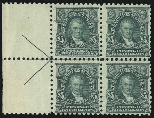 Sale 1007, Lot 2775, 1916-17 Issues (Scott 464-480), $5.00 Light Green (480) Sale 1007, Lot 2775, 1916-17 Issues (Scott 464-480)