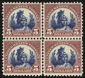 Sale 1007, Lot 2860, 1922-29 Issues (Scott 551-573a), $5.00 Carmine Lake & Dark Blue (573a) Sale 1007, Lot 2860, 1922-29 Issues (Scott 551-573a)