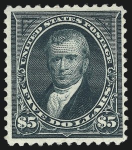 Sale 1011, Lot 637, 1895 Watermarked Bureau Issue (Scott 267c-283), $5.00 Dark Green (278) Sale 1011, Lot 637, 1895 Watermarked Bureau Issue (Scott 267c-283)