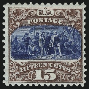 Sale 1014, Lot 1341, 1875 Re-Issue of 1869 Pictorial Issue (Scott 123-133), 15c Brown & Blue, Re-Issue (129) Sale 1014, Lot 1341, 1875 Re-Issue of 1869 Pictorial Issue (Scott 123-133)