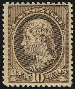Sale 1014, Lot 1429, 1875-87 Continental and American Bank Note Co. Issues (Scott 175-218), 10c Brown (209) Sale 1014, Lot 1429, 1875-87 Continental and American Bank Note Co. Issues (Scott 175-218)