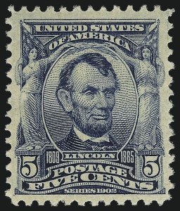 Sale 1014, Lot 1725, 1902-08 Issues (Scott 300-320a), 5c Blue (304) Sale 1014, Lot 1725, 1902-08 Issues (Scott 300-320a)